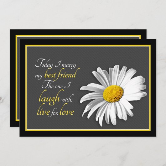 白黒金ゴールドシャスタデイジー結婚式招待状 招待状 (正面/裏面)