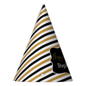 白黒金ゴールドストライプと白い誕生日パーティー パーティーハット (左)