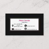 白黒金ゴールドストライプフローラ名刺 名刺 (裏面)