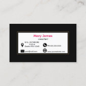 白黒金ゴールドストライプフローラ名刺 名刺 (裏面)