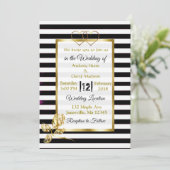 白黒金ゴールドストライプ結婚式招待状 招待状 (スタンド正面)