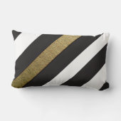白黒金ゴールドストライプ装飾用クッション ランバークッション (裏面)