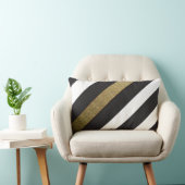 白黒金ゴールドストライプ装飾用クッション ランバークッション (椅子)