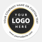 白黒金ゴールドストロークビジネスロゴ出荷 ラウンドシール (正面)