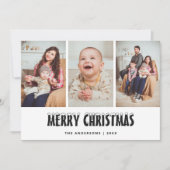 白黒金ゴールドスノー写真コラージクリスマスカード シーズンカード (正面)