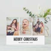 白黒金ゴールドスノー写真コラージクリスマスカード シーズンカード (スタンド正面)