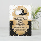白黒金ゴールドスポットハロウィーン誕生日 招待状 (スタンド正面)