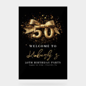 白黒金ゴールドタイポグラフィ50誕生日 アクリルサイン (正面)