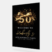 白黒金ゴールドタイポグラフィ50誕生日 アクリルサイン (傾斜)