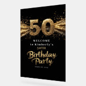 白黒金ゴールドタイポグラフィ50誕生日 アクリルサイン (傾斜)