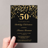 白黒金ゴールドタイポグラフィ50誕生日 アクリル招待状 (インサイチュ (ポータブル))