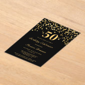 白黒金ゴールドタイポグラフィ50誕生日 アクリル招待状 (レイダウン)