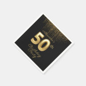 白黒金ゴールドタイポグラフィ50誕生日 スタンダードカクテルナプキン (角)