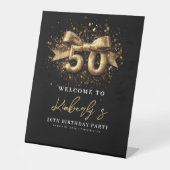 白黒金ゴールドタイポグラフィ50誕生日 台座サイン (正面)