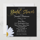 白黒金ゴールドデイジーテーマブライダルシャワー 招待状 (正面)
