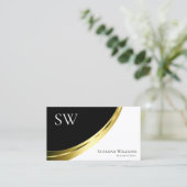 白黒金ゴールドデコールとモノグラム&フォト 名刺 (スタンド正面)