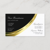 白黒金ゴールドデコール（モノグラム付き） モダン 名刺 (裏面)