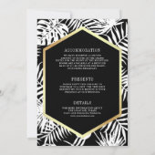 白黒金ゴールドトロピカルパームオールインワン結婚ズ 招待状 (裏面)