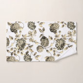 白黒金ゴールドトーンヴィンテージ植物フローラ バスタオルセット (ハンドタオル)