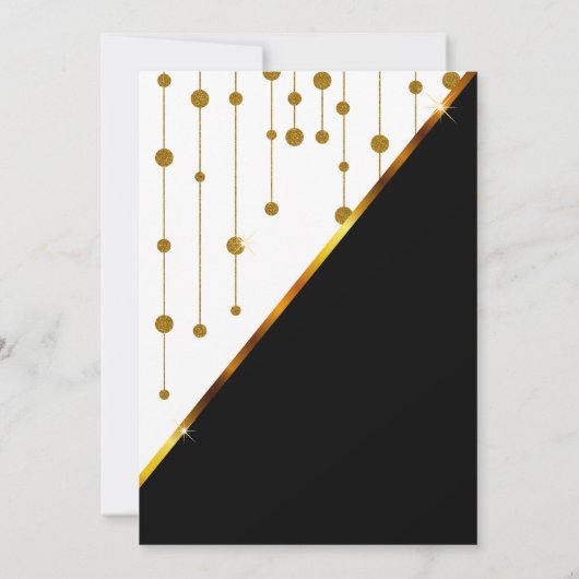 白黒金ゴールドドット文字列結婚式招待状 招待状 (裏面)