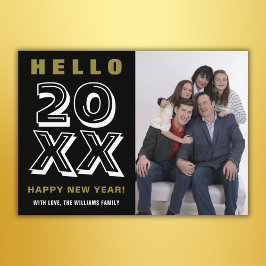白黒金ゴールドハッピーニューイヤー家族の写真 シーズンカード