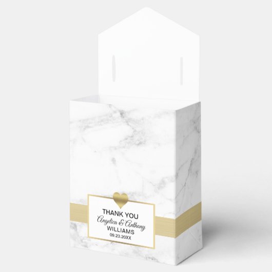 白黒金ゴールドハート大理石結婚の好意 フェイバーボックス (オープン)