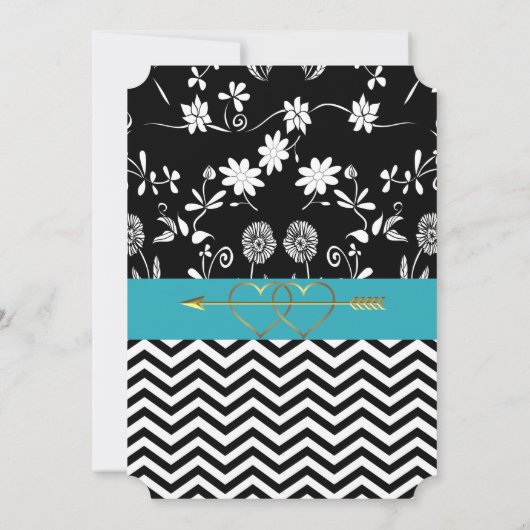 白黒金ゴールドハート結婚式招待状 招待状 (裏面)