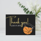 白黒金ゴールドバスケットボール卒業ボールキャップ サンキューカード (スタンド正面)