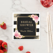 白黒金ゴールドピンクフローラブライダルシャワー スタンダードカクテルナプキン (インサイチュ)