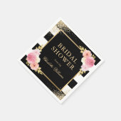 白黒金ゴールドピンクフローラブライダルシャワー スタンダードカクテルナプキン (角)