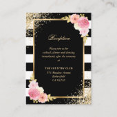 白黒金ゴールドピンクフローラ結婚披露宴 エンクロージャーカード (正面)