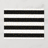 白黒金ゴールドフェイクのストライプグリッター水玉模様 ポストカード (正面)