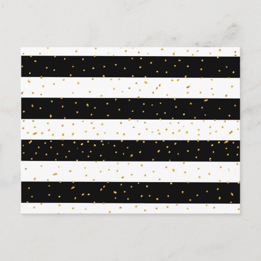 白黒金ゴールドフェイクのストライプグリッター水玉模様 ポストカード (正面)