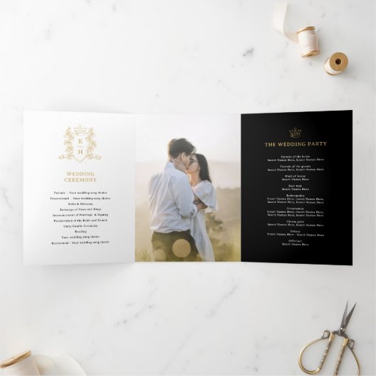 白黒金ゴールドフォトクラウンモノグラ結婚ムの 三つ折りプログラム (内部)