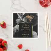 白黒金ゴールドフローラエレガント婚約パーティ スタンダードカクテルナプキン (インサイチュ)