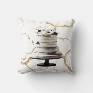 白黒金ゴールドフローラティエケーキブライダルシャワー クッション
