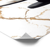 白黒金ゴールドフローラティエケーキブライダルシャワー ポスター (角)