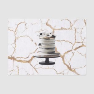 白黒金ゴールドフローラティエケーキブライダルシャワー 薄葉紙