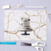 白黒金ゴールドフローラティエケーキブライダルシャワー 薄葉紙 (クラフト)