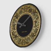 白黒金ゴールドフローラデザイン ラージ壁時計 (傾斜)