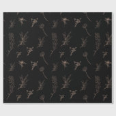 白黒金ゴールドフローラ包装紙 ラッピングペーパー (フラット)