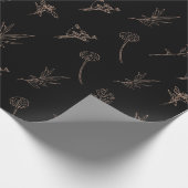白黒金ゴールドフローラ包装紙 ラッピングペーパー (角)