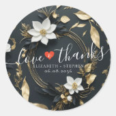 白黒金ゴールドフローラ結婚リースの歓迎 ラウンドシール (正面)