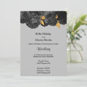 白黒金ゴールドフローラ結婚式招待状 招待状 (スタンド正面)