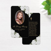 白黒金ゴールドフローラ葬儀祈りの言葉カード (デスク)