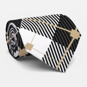 白黒金ゴールドプレイドメンズ ネクタイ (ロール)