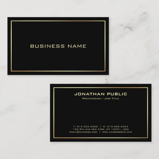 白黒金ゴールドプロフェッショナルエレガントモダン 名刺 (正面/裏面)