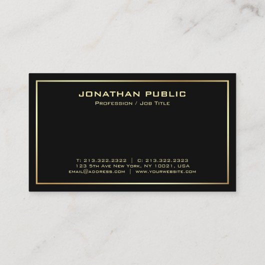 白黒金ゴールドプロフェッショナルエレガントモダン 名刺 (裏面)