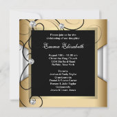 白黒金ゴールドベビーガールフォト《キリスト教》洗礼式や命名式 招待状 (裏面)