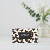 白黒金ゴールドマーブルモザイク 名刺 (スタンド正面)